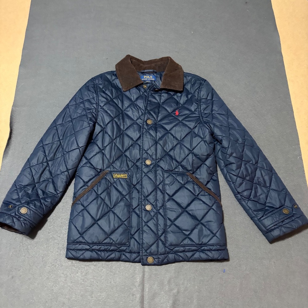 Polo Ralph Lauren Quilted Barn Jacket Kids Size M (10-12) Navy Blue Preppy Warm